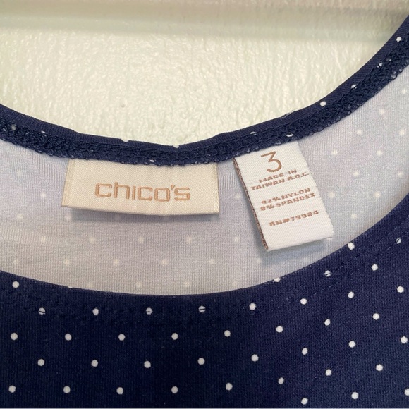 CHICOS BUNDLE (2) TANK POLKA DOT SIZE 3 (XL) SLEEVELESS NAVY DOT & DRK BLUE DOT - Picture 3 of 9